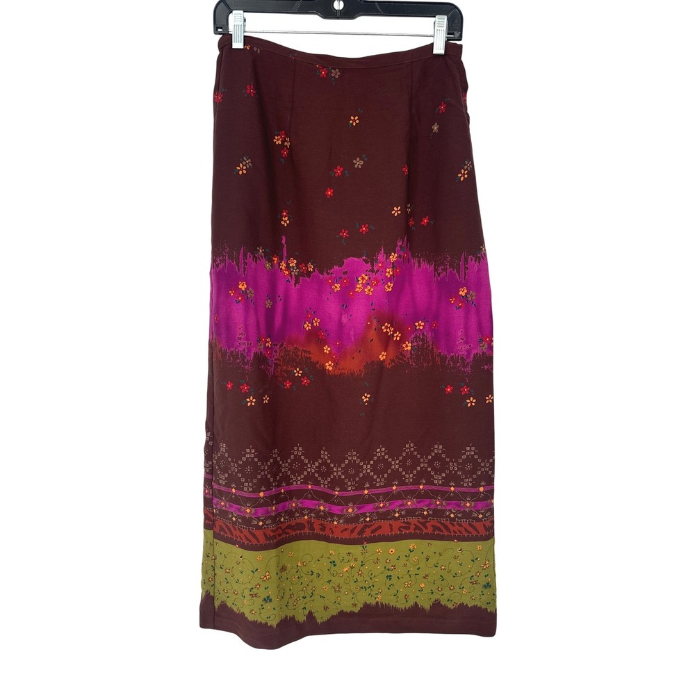 jonathan martin Brown Maxi Skirt with Purple and Green Accent